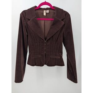 Y2K Fang Velvet Brown Blazer Jacket Size L Short Coat Steampunk Victorian Indie